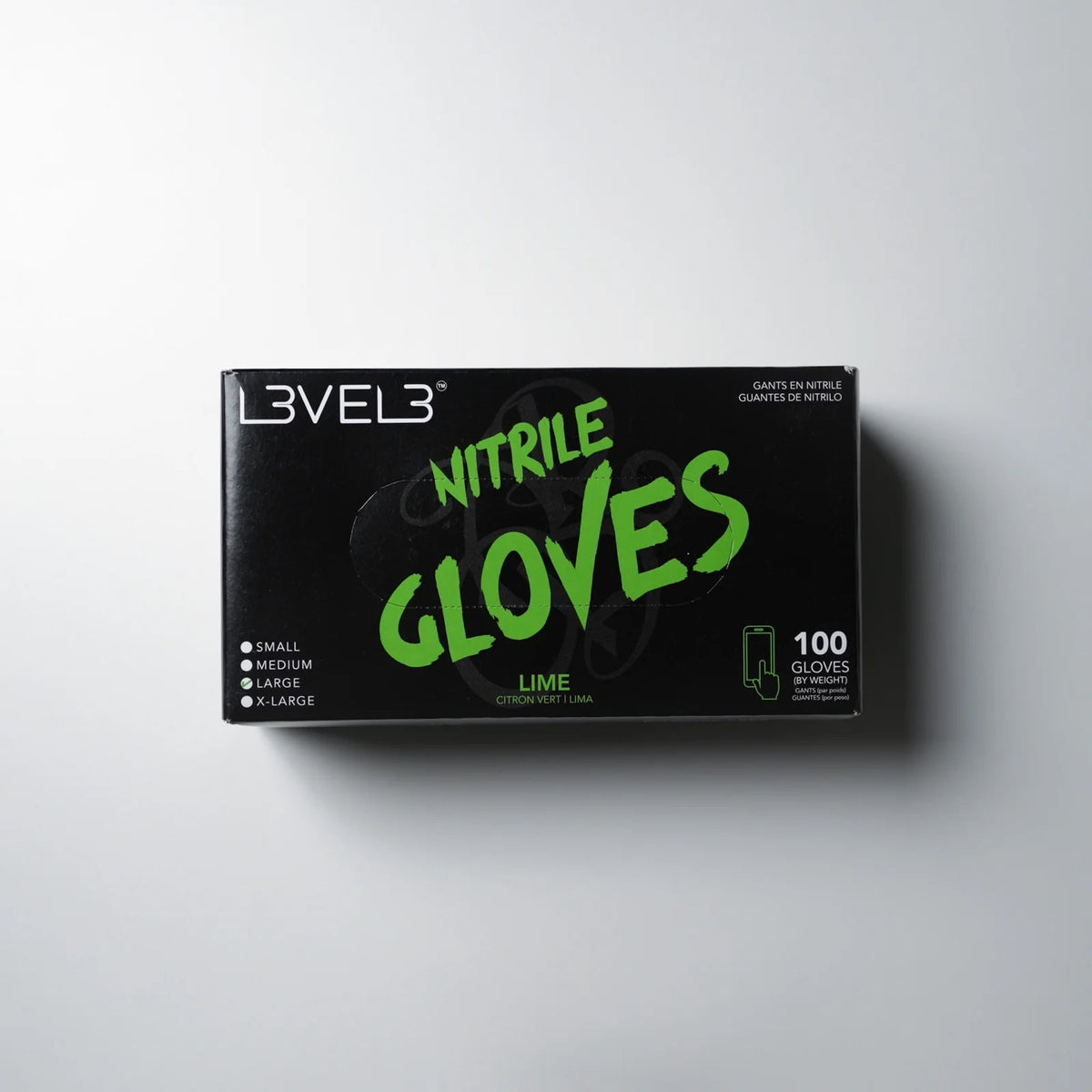Level 3 Gloves Level 3 Professional Nitrile Gloves Black Small, Medium, Large
